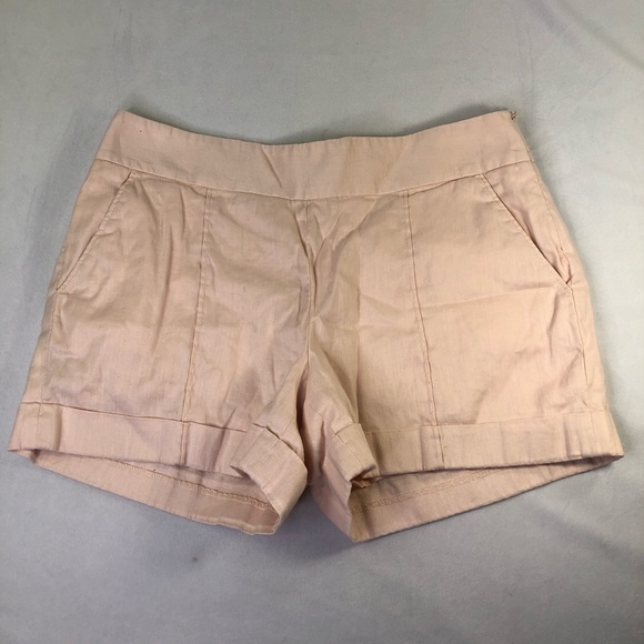 Loft Linen Pleated Shorts Pink Colorful Spring Pockets Cuffed Versatile Elegant - Picture 11 of 11
